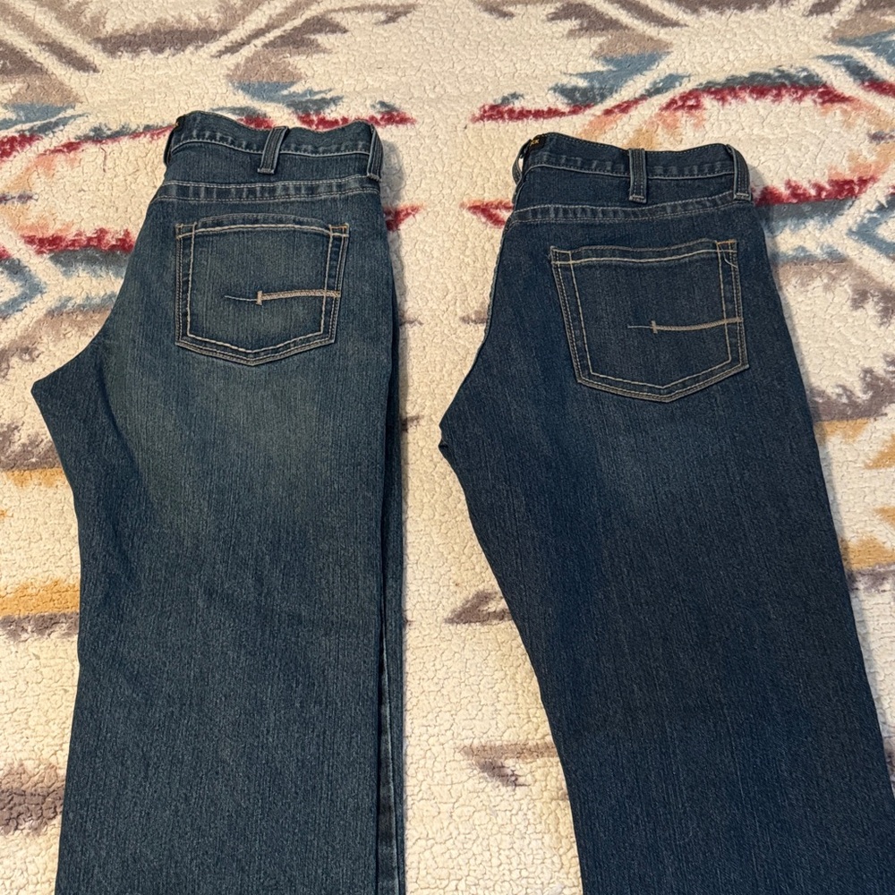 Ariat Men's Relaxed Jeans - Dark Blue and Medium Blue